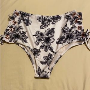 Floral high waisted bikini bottoms